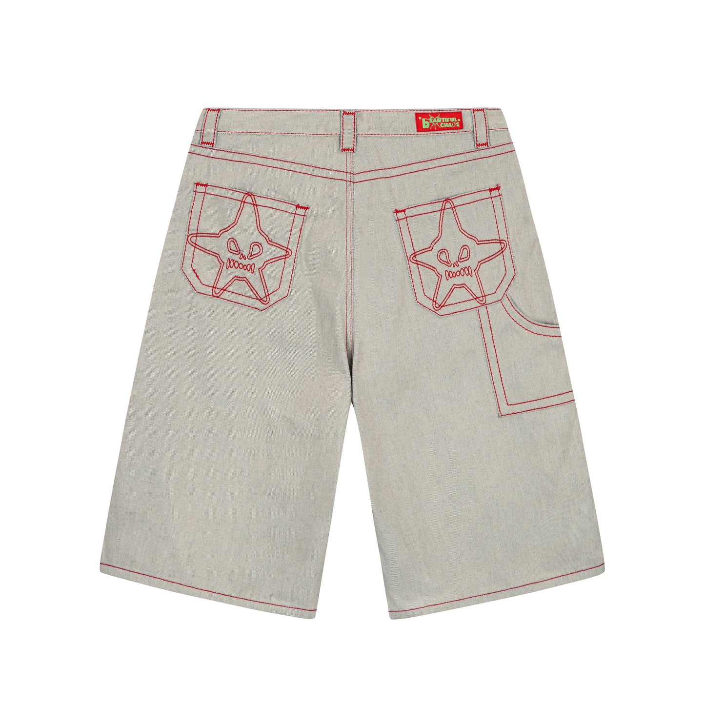 HEAVY STITCH STAR POCKET SHORTS OFF WHITE