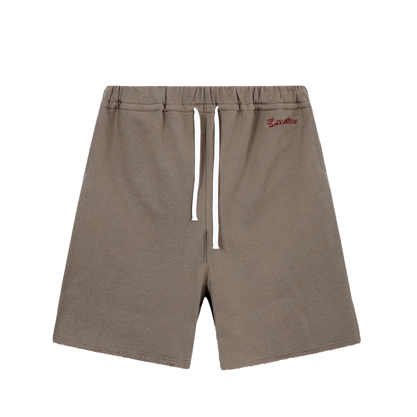 LOOSE FIT COTTON TERRY PATCH SHORTS BROWN