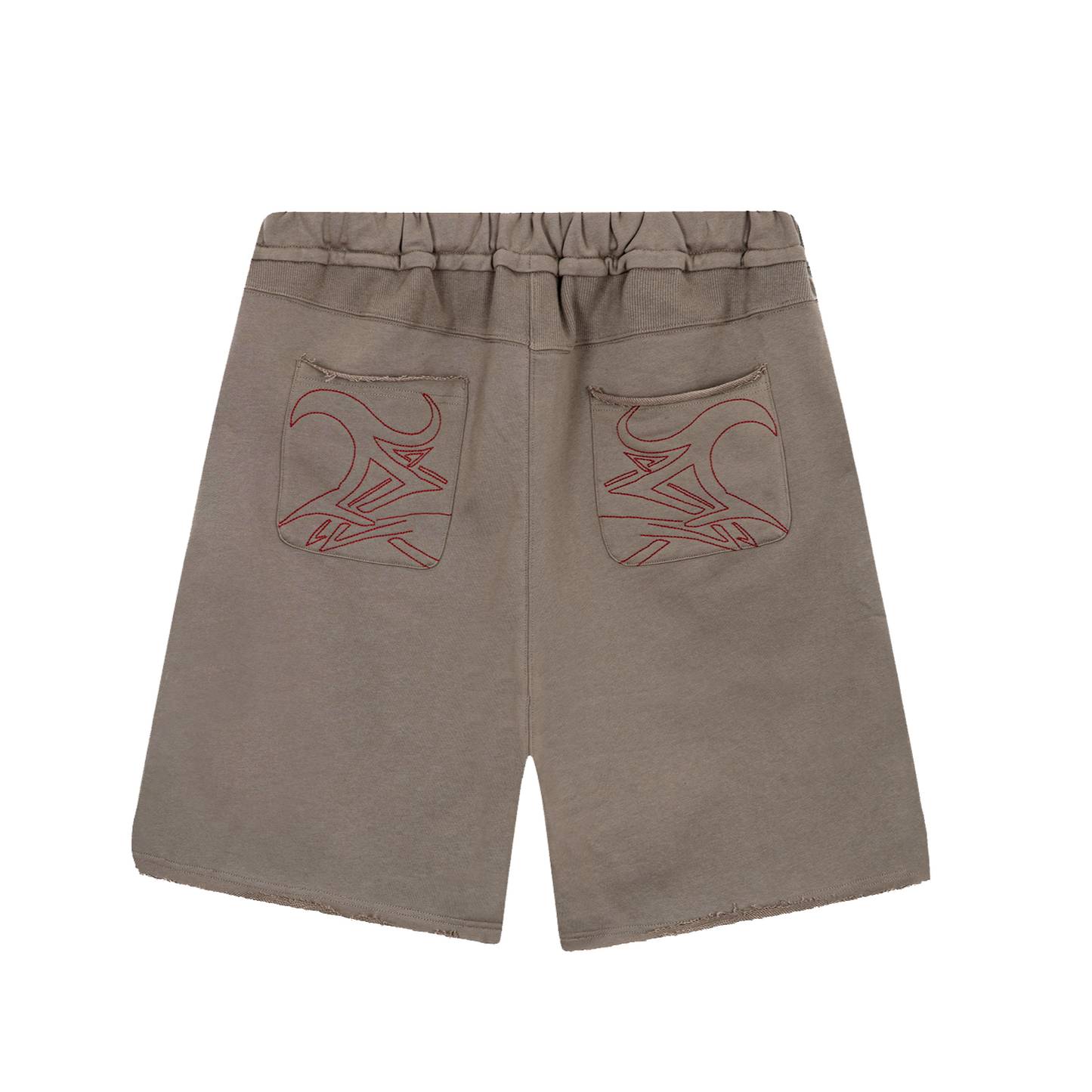 LOOSE FIT COTTON TERRY PATCH SHORTS BROWN