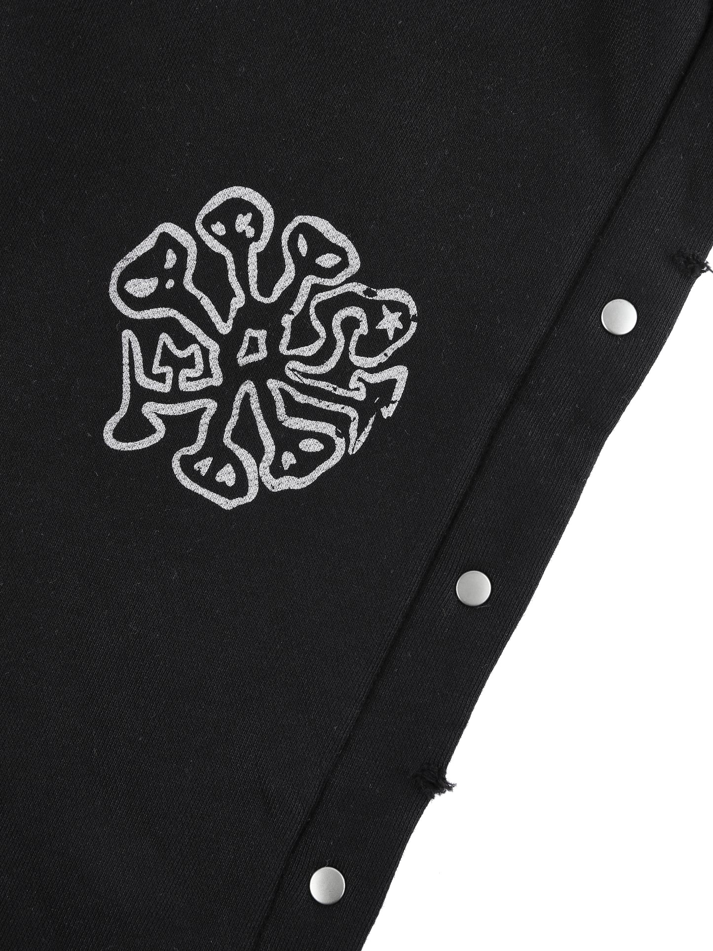 STUDDED ''DESTROY'' PRINT ZIP UP HOODIE BLACK