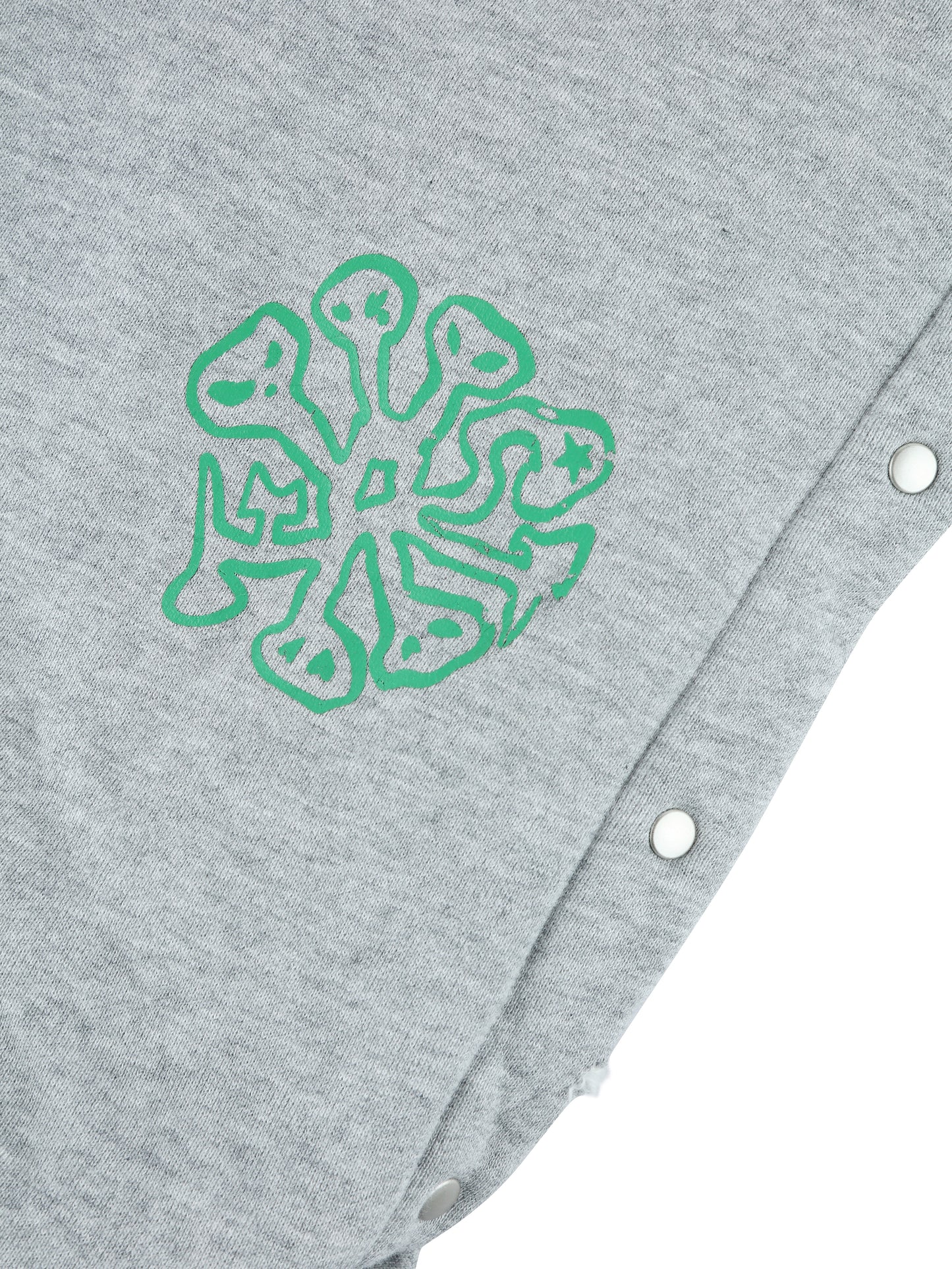 STUDDED ''DESTROY'' PRINT ZIP UP HOODIE GREY