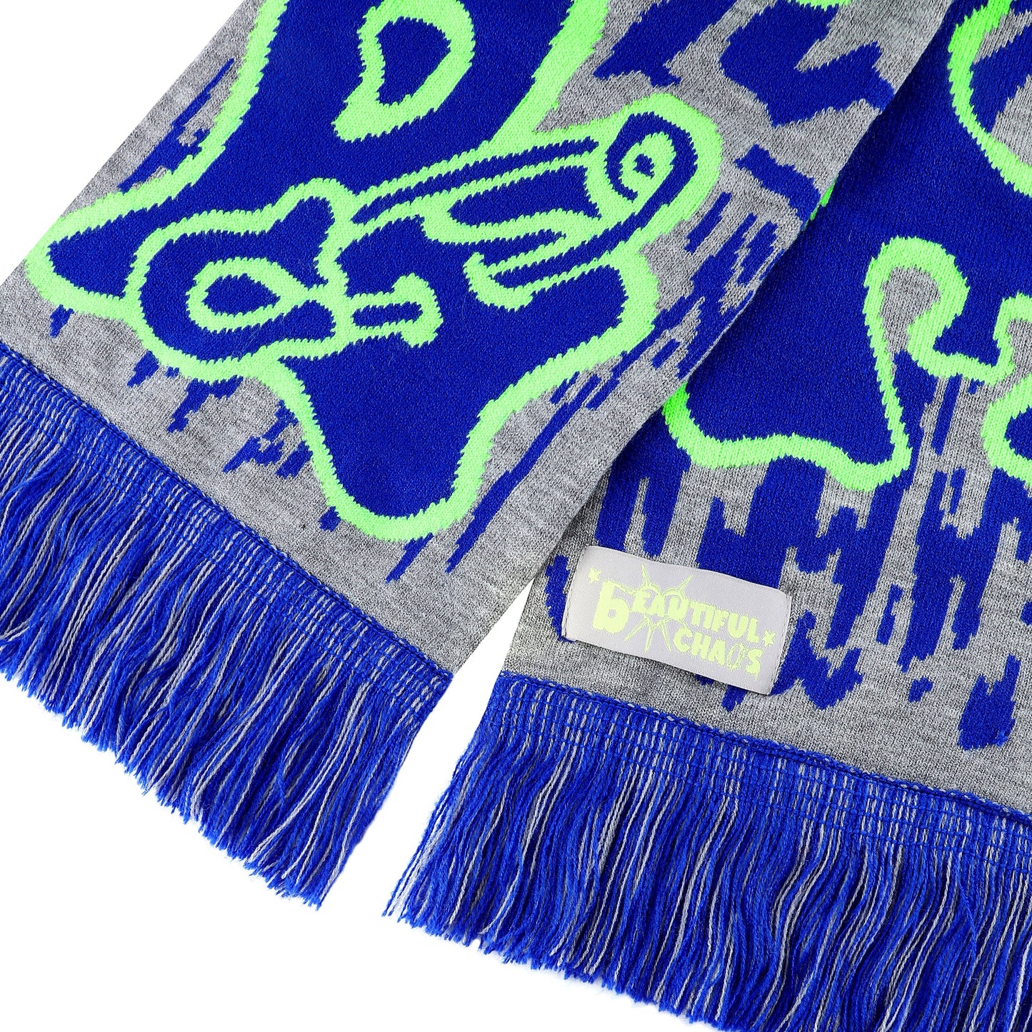 PEACE WORLD SCARF - BLUE / GREY