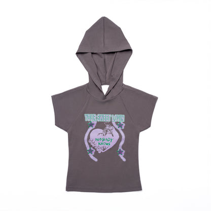 YOUR SWEET LOVIN HOODED TEE DRAK GREY