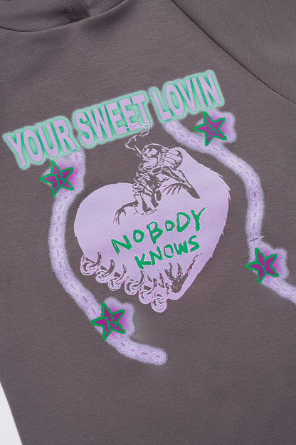 YOUR SWEET LOVIN HOODED TEE DRAK GREY