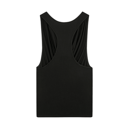 DRAPED SEQUIN‑STAR TANK BLACK