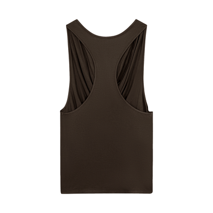 DRAPED SEQUIN‑STAR TANK BROWN
