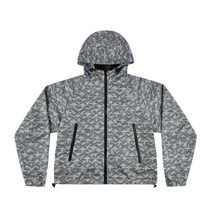 EMBOSSED PRINT UTILITY HOODED JACKET