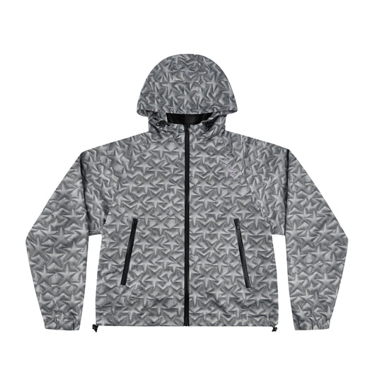 EMBOSSED PRINT UTILITY HOODED JACKET