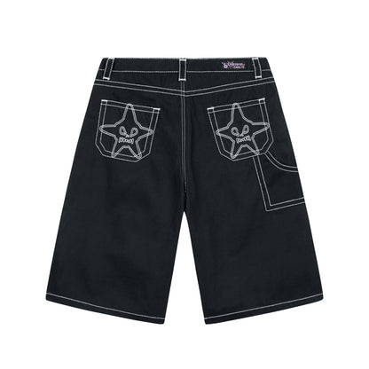 HEAVY STITCH STAR POCKET SHORTS BLACK