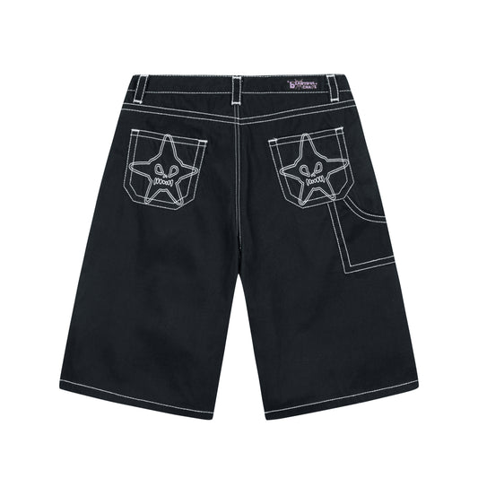 HEAVY STITCH STAR POCKET SHORTS BLACK