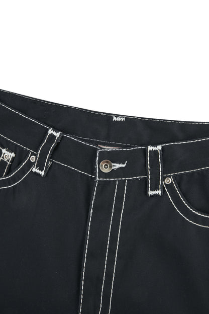 HEAVY STITCH STAR POCKET SHORTS BLACK