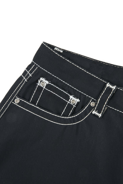 HEAVY STITCH STAR POCKET SHORTS BLACK