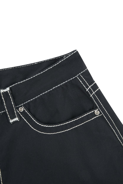 HEAVY STITCH STAR POCKET SHORTS BLACK
