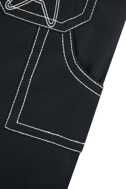 HEAVY STITCH STAR POCKET SHORTS BLACK