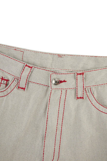 HEAVY STITCH STAR POCKET SHORTS OFF WHITE