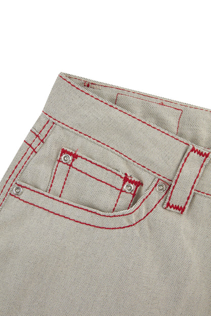 HEAVY STITCH STAR POCKET SHORTS OFF WHITE