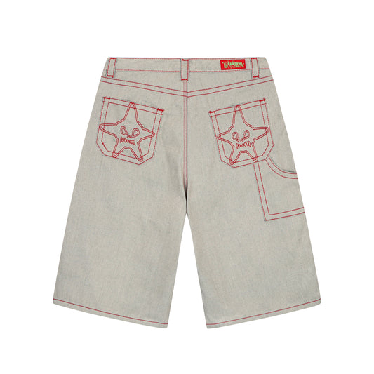 HEAVY STITCH STAR POCKET SHORTS OFF WHITE