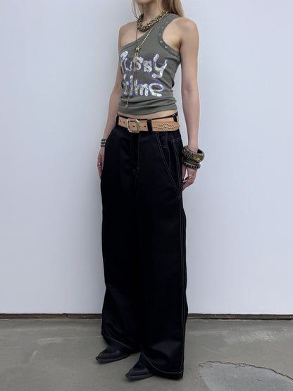 PUSSY TIME GROMMET OPEN-SHOULDER TANK