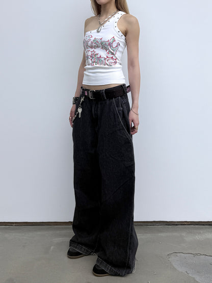 PUSSY TIME GROMMET OPEN-SHOULDER TANK