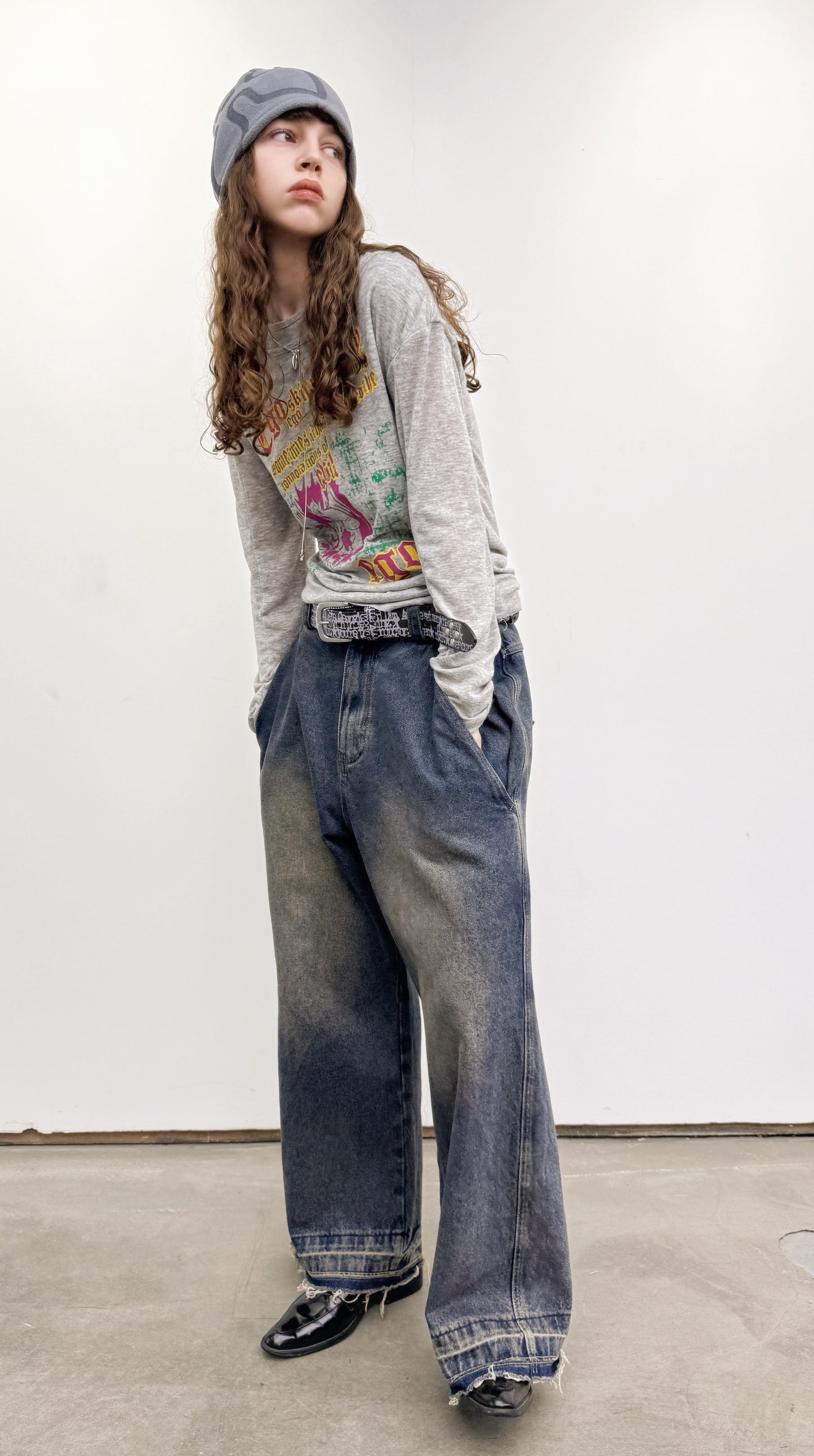 SKULL STAR BAGGY JEANS - FADE