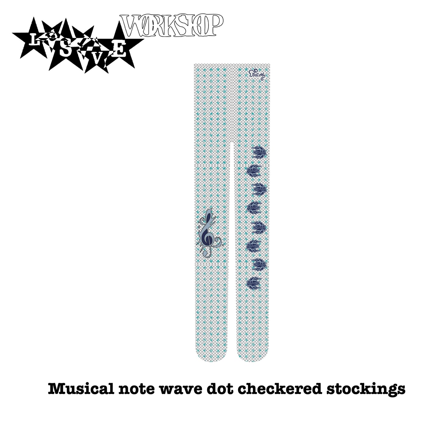 MUSICAL NOTE WAVE DOT CHECKERED STOCKINGS