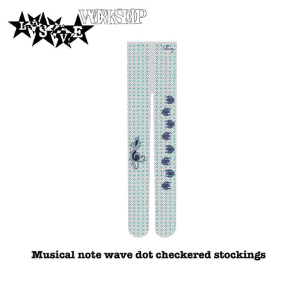 MUSICAL NOTE WAVE DOT CHECKERED STOCKINGS