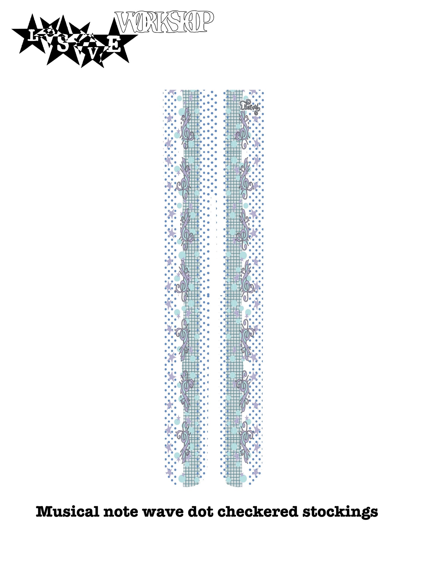 MUSICAL NOTE WAVE DOT CHECKERED STOCKINGS