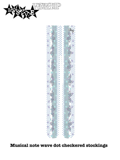 MUSICAL NOTE WAVE DOT CHECKERED STOCKINGS