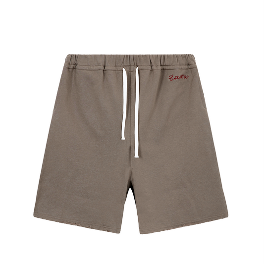 LOOSE FIT COTTON TERRY PATCH SHORTS BROWN