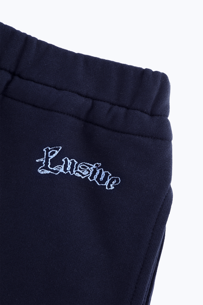LOOSE FIT COTTON TERRY PATCH SHORTS NAVY