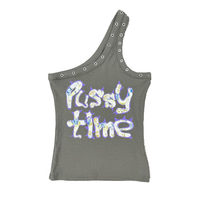 PUSSY TIME GROMMET OPEN-SHOULDER TANK