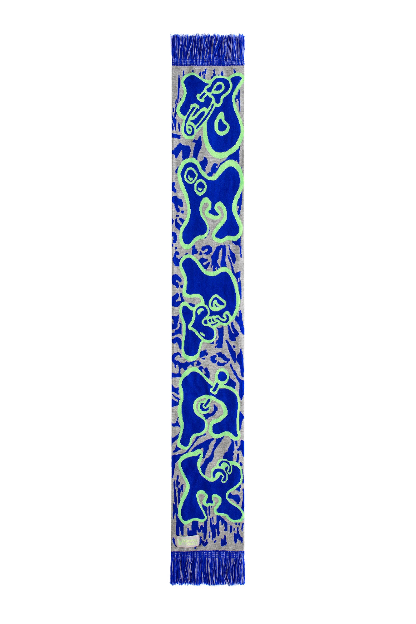 PEACE WORLD SCARF - BLUE / GREY