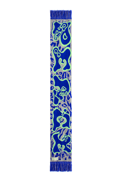 PEACE WORLD SCARF - BLUE / GREY