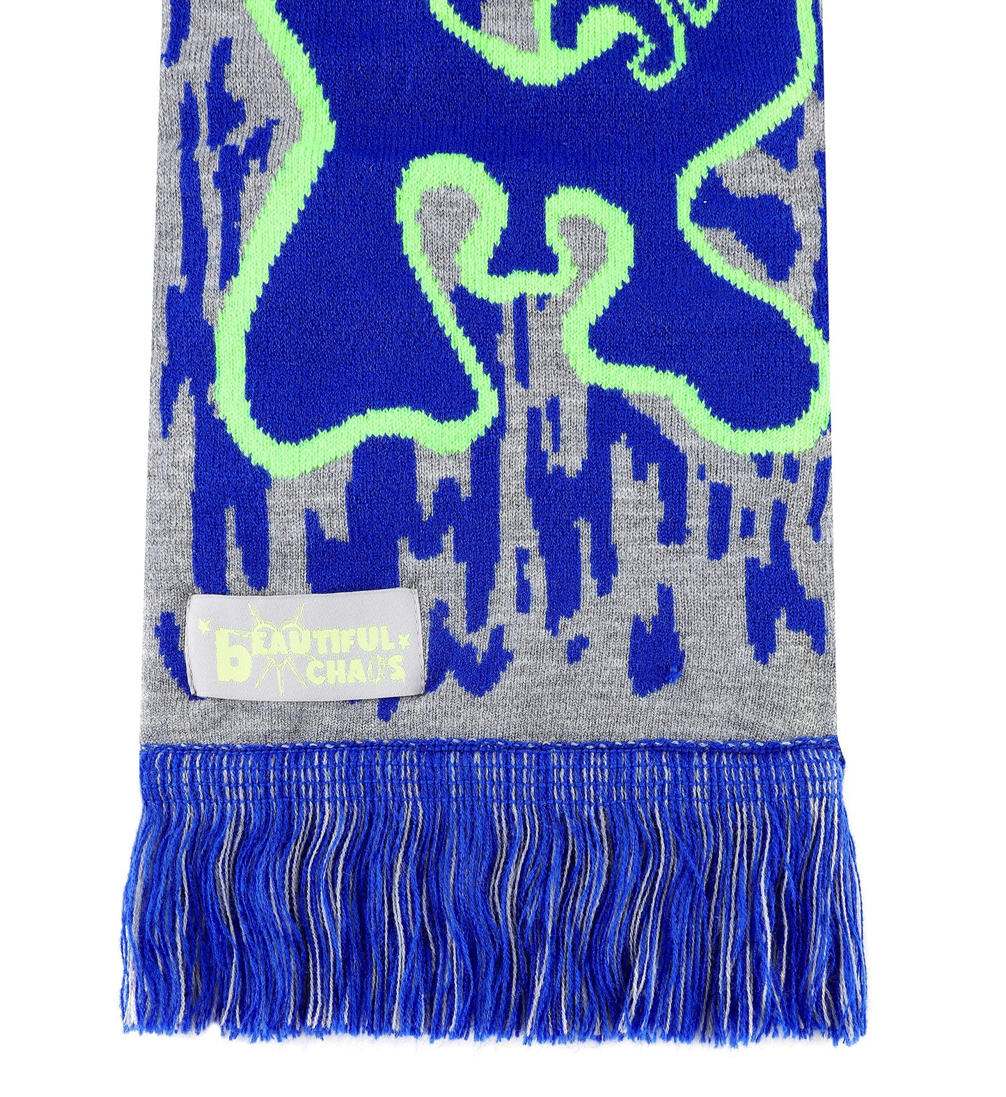 PEACE WORLD SCARF - BLUE / GREY