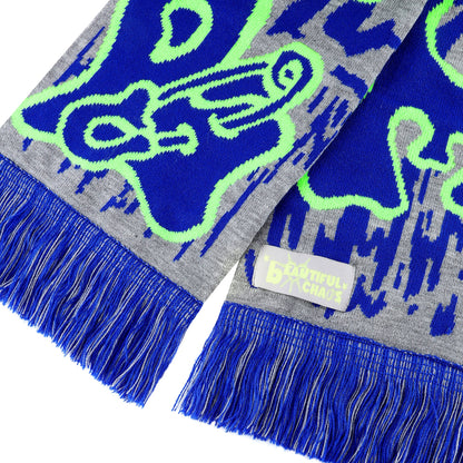 PEACE WORLD SCARF - BLUE / GREY