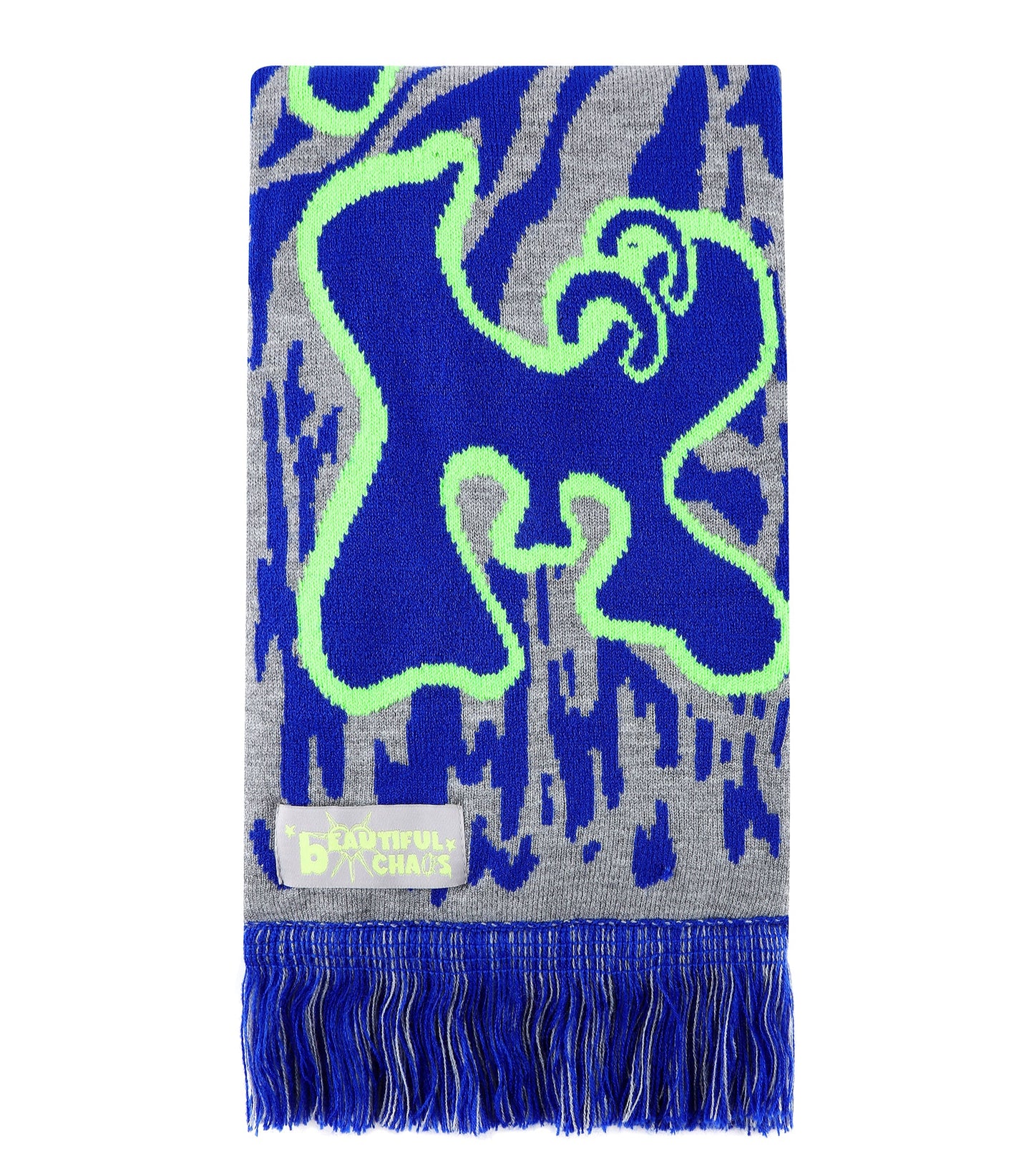 PEACE WORLD SCARF - BLUE / GREY