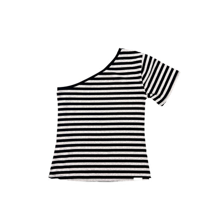 SWEET STRIPE OPEN-SHOULDER TOP