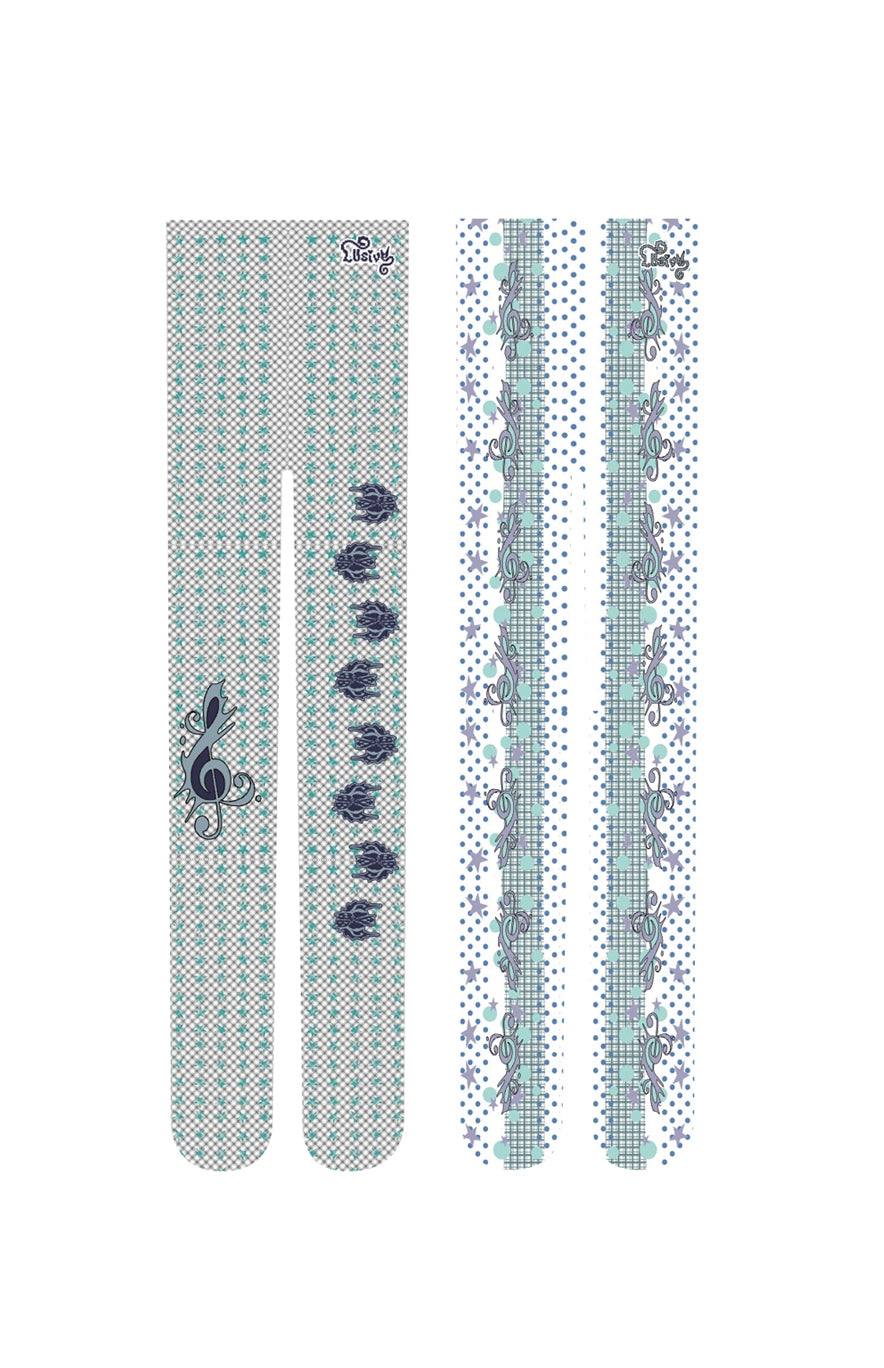 MUSICAL NOTE WAVE DOT CHECKERED STOCKINGS