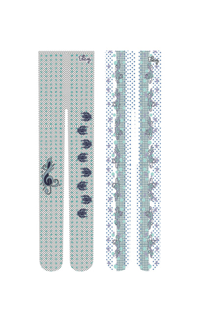 MUSICAL NOTE WAVE DOT CHECKERED STOCKINGS